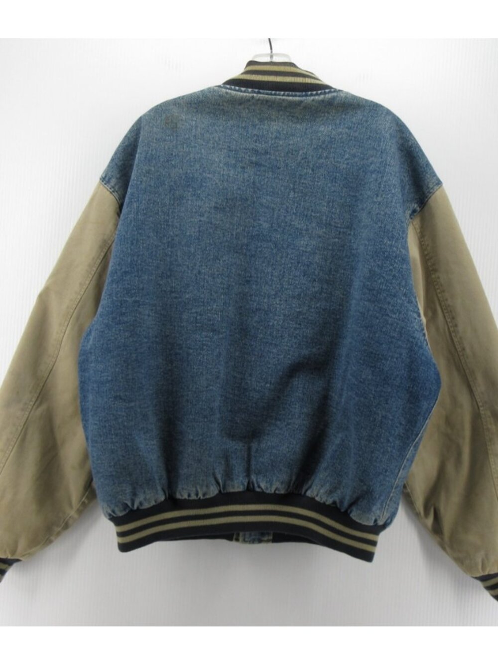 VINTAGE Gap Jacket Large Bomber Coat Denim Varsity 90s Quilted Lined * - Picture 9 of 15